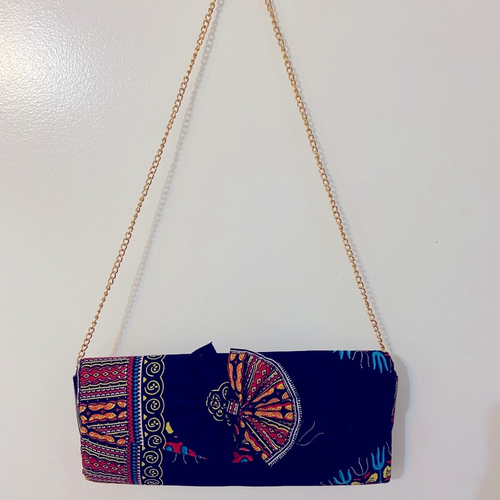 Wax Print (Ankara)-Black-Clutch/Shoulder Bag